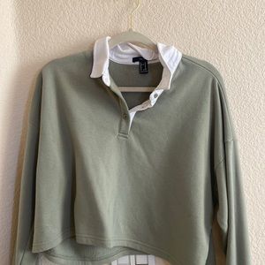 Forever 21 Cropped collared neck sweatshirt